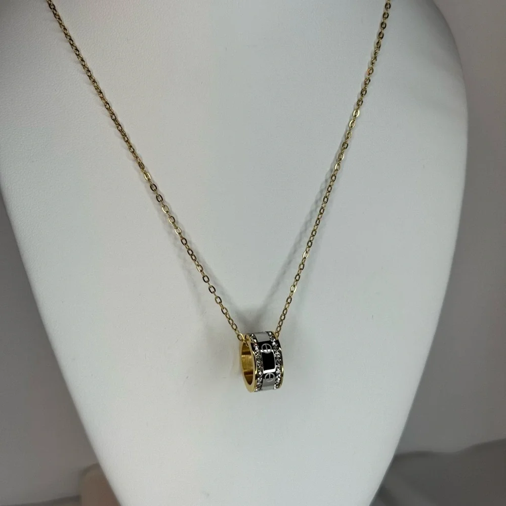 Elegant Gold and Silver Love Pendant Necklace